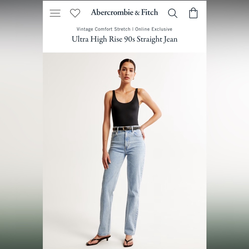 Abercrombie White Ultra High Rise 90s Straight Jean